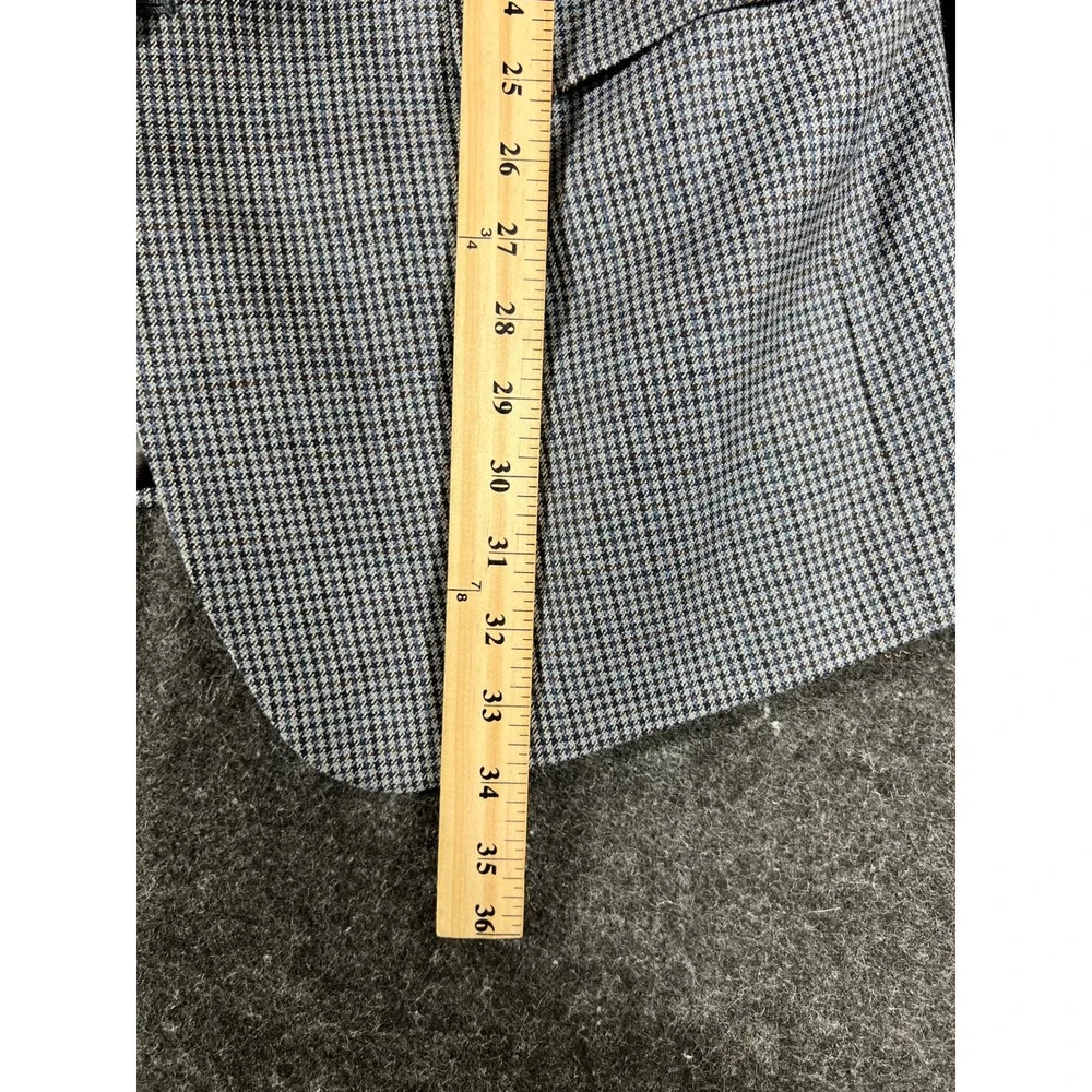 Lauren Ralph Lauren Jacket Mens 42L Gray Houndstooth Lined Silk Blend Preppy